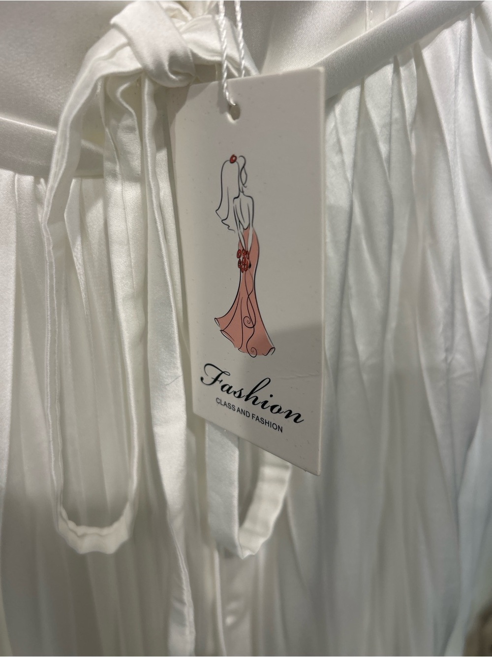 NWT White Satin Corset Pleated Maxi Dress Shawl Bridal Formal Size 4 - Picture 6 of 8